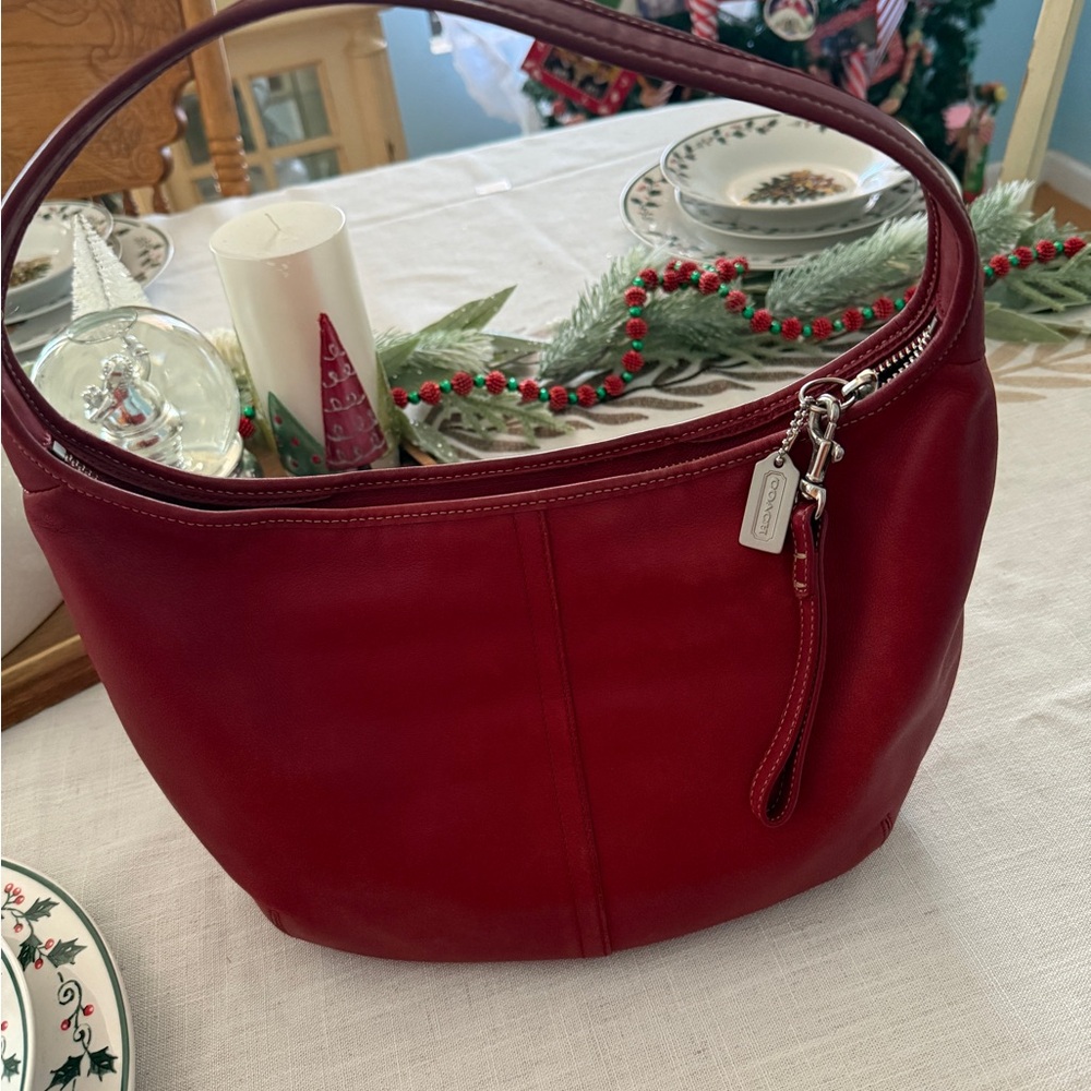 Coach Red Leather Hobo Bag